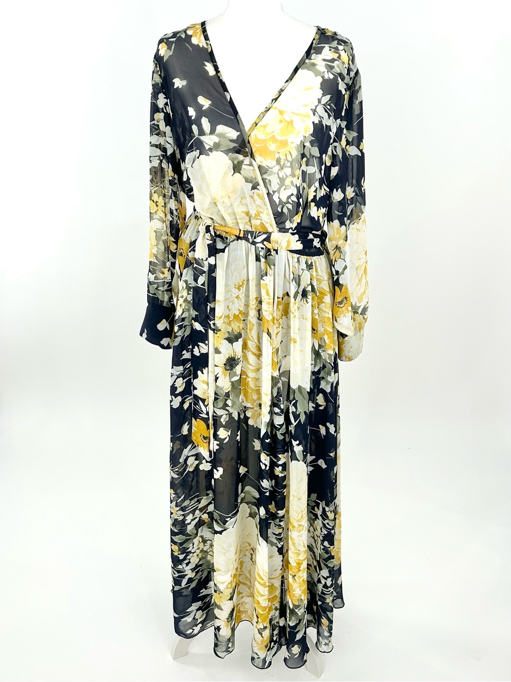 Kate & Lily Floral Chiffon Maxi Dress Size 14 Cottagecore Romantic